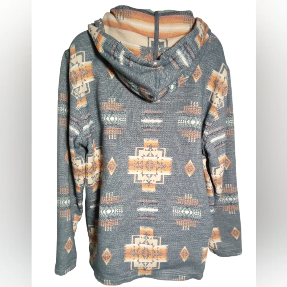 Pendleton Southwestern Print Hoodie Kangaroo Pocket Pullover Ranchwear Cabin Med - Picture 7 of 9